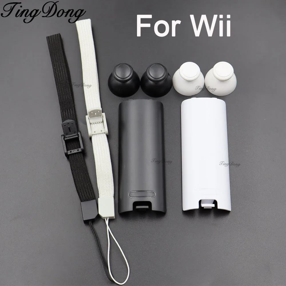 

1/2/5Set White Black Joystick rocker cap adjustable wrist strap Battery Back Cover Shell for Wii remote controller