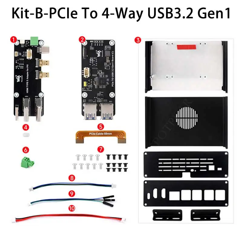 Imagem -06 - Raspberry pi Box Case Kit Pcie Opcional para Gigabit Ethernet Ssd M.2 Nvme 4usb 3.2 Gen1 Todas as Portas para o Lado Usb do pi Tipo-c Hdmi