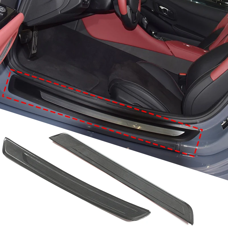 For 2019+ Toyota Supra A90 Real Carbon Fiber Door Exterior Door Sill Strips Door Step Guards Car Protection Accessories