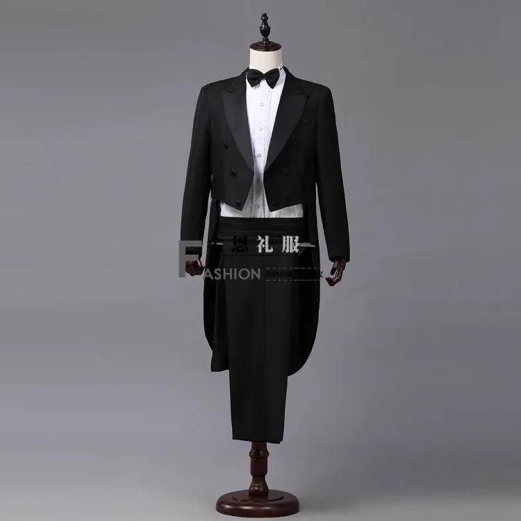 Men's Tailcoat Formal Ment Suit Tuxedo Swallow-tailed Coat European Court Prince Stage Costume Dinner Jacket Wedding Set