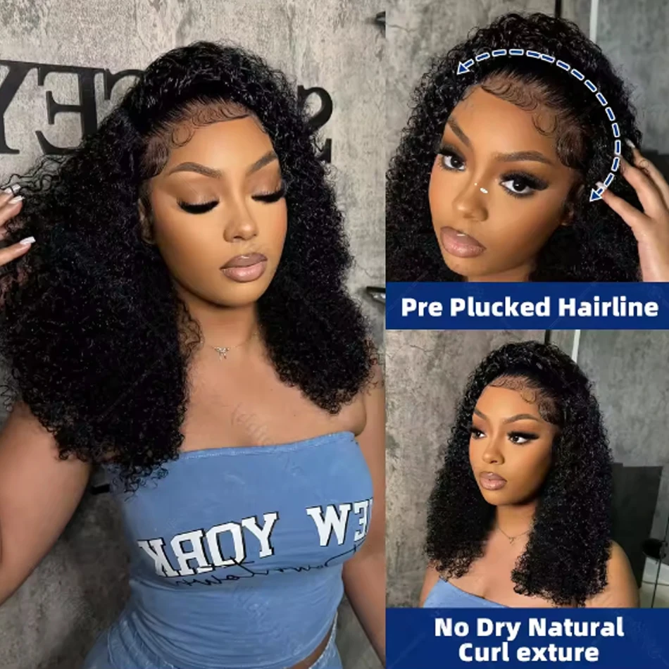 Short Kinky Curly Bob Frontal Wig 12A Malaysian Lace Front Human Hair Wigs Wet And Wavy 13X5X2 Bob Wig Frontal Wig Remy T-Part