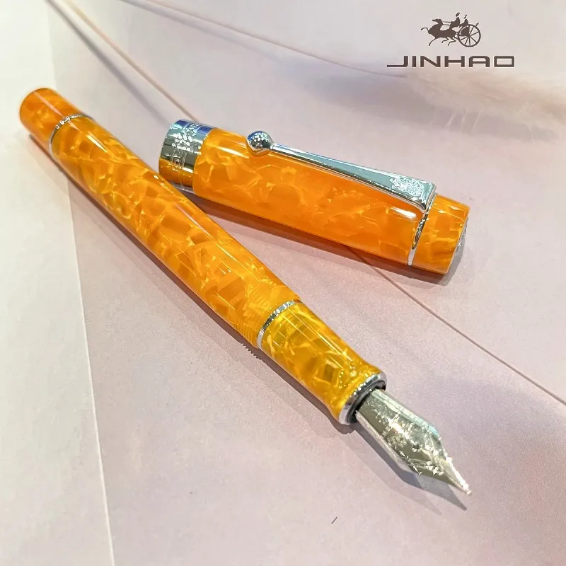 Jinhao 100 Acryl-Füllfederhalter aus Metall mit silbernem Kugelclip, klassischer, glatter Executive-Signaturstift, perfekt für die Sammlung – Detail 8