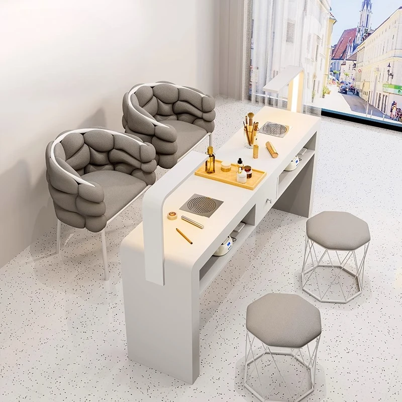 Moderner Staubsammler-Nageltisch, ausgefallener Schönheits-Designer-Nagelschreibtisch aus Holz, Salon-Workstation, luxuriöse Mesas Manicuristas-Möbel