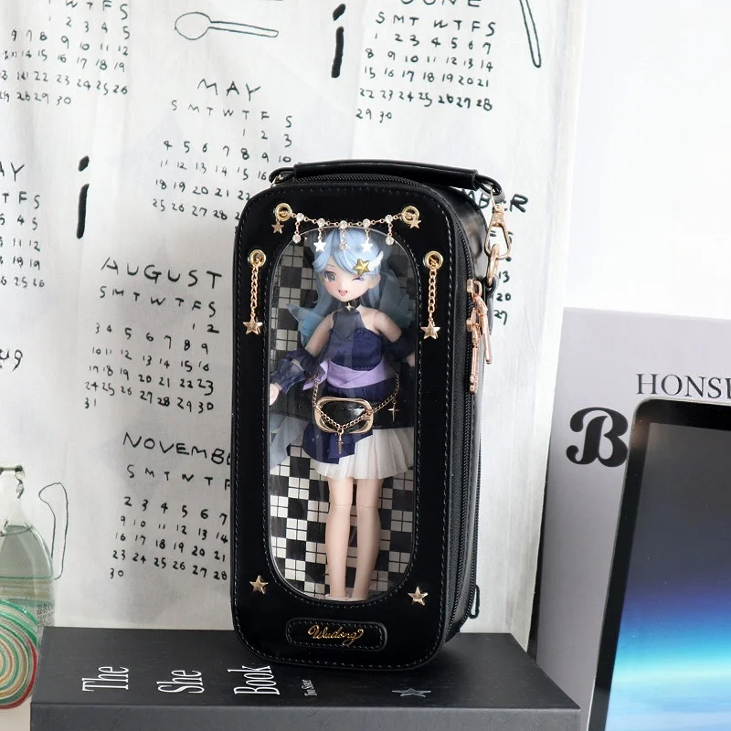 Starfall Series 1/8 BJD Crossbody PU Ita Bag, Removable Star‑Chain Storage Purse with Clear Window, for Outdoor Collection Show 3