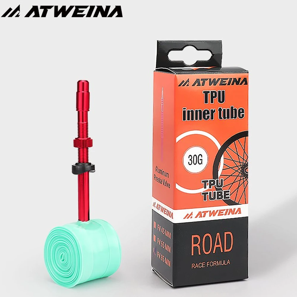 

ATWEINA TPU Road Bicycle Inner Tube 700C French Valve Lightweight Metal Inner Valve Inner Tube Mountain Bike Accessory