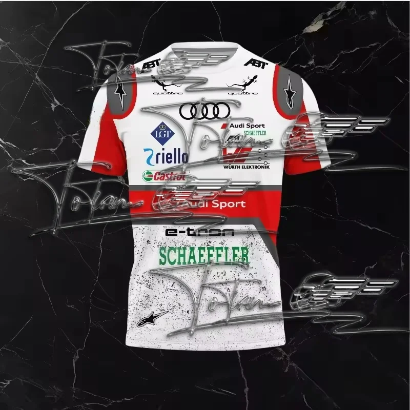 

New Men's Quick-drying T-shirt Quattor Printing Comfortable Sports and Leisure Breathable Sweat-absorbing Racing Short Sleeves