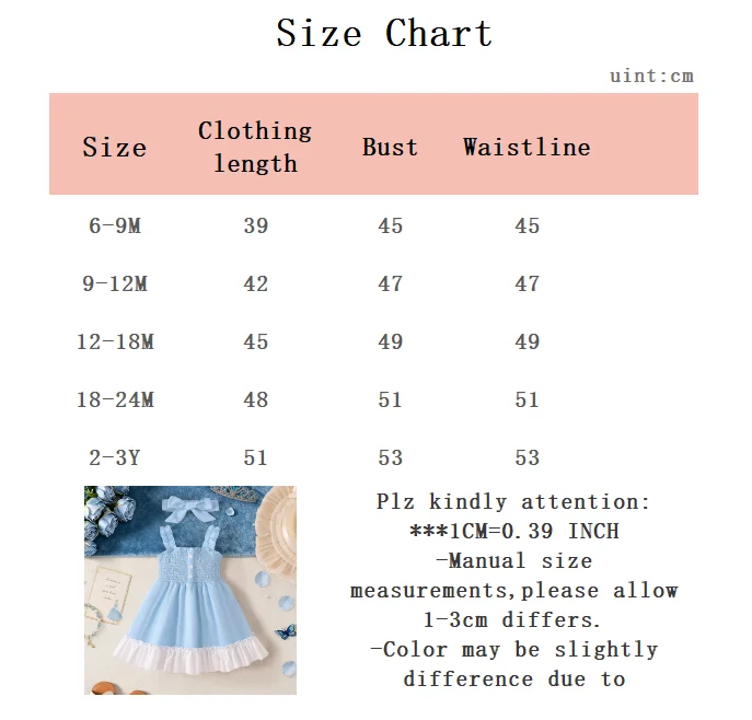 2-teiliges Set: Einfarbiges Kleid mit Rüschen und Trägern für Babymädchen + Stirnband, geeignet für Babys von 0 bis 3 Jahren, Sommerkleid für Geburtstagsfeiern, Prinzessinnenkleid. – Detail 8
