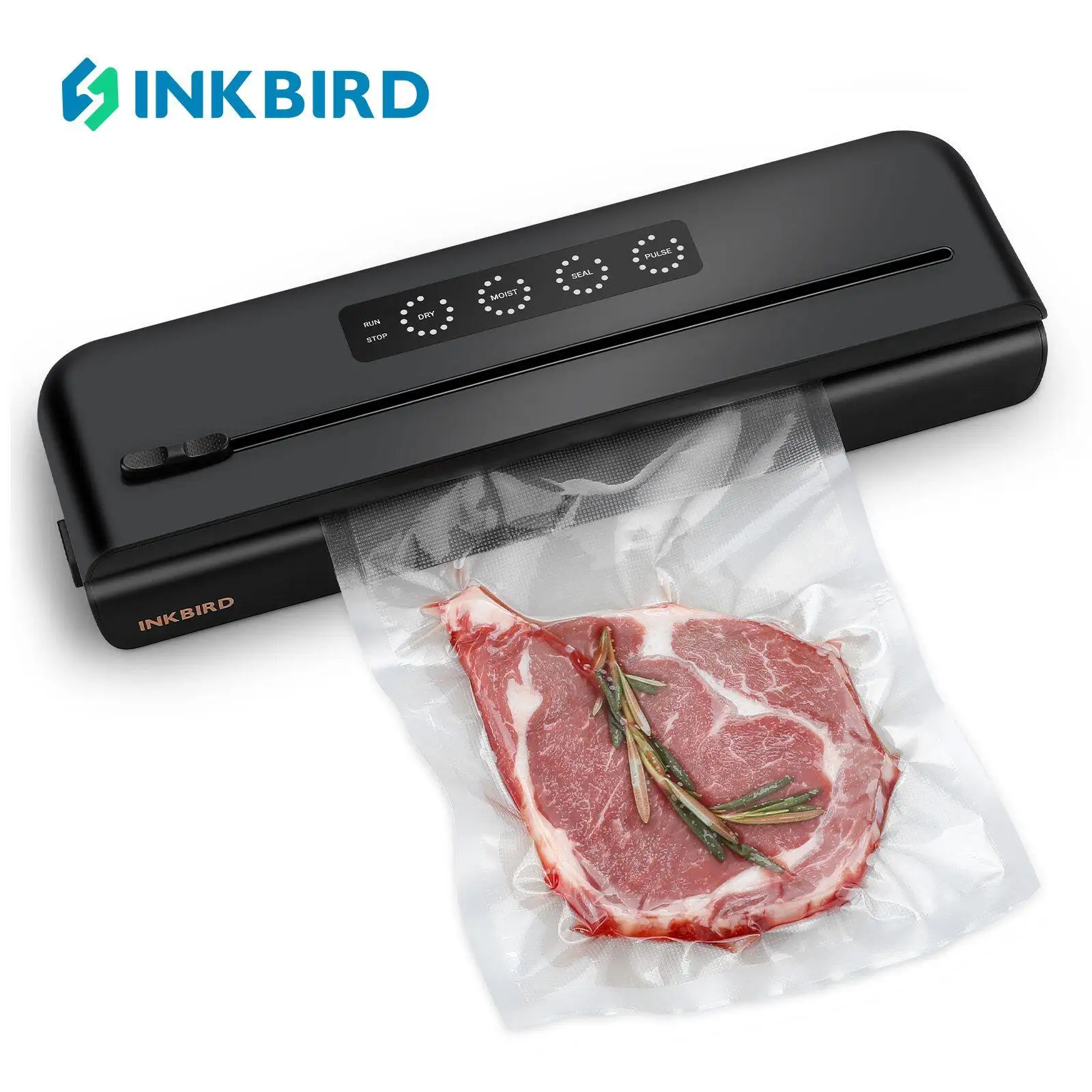 Inkbird-máquina Seladora a Vácuo Preservação da Frescura dos Alimentos Operação One-touch Gotejamento Destacável para Armazenamento de Alimentos Ivs011 80kpa 10x