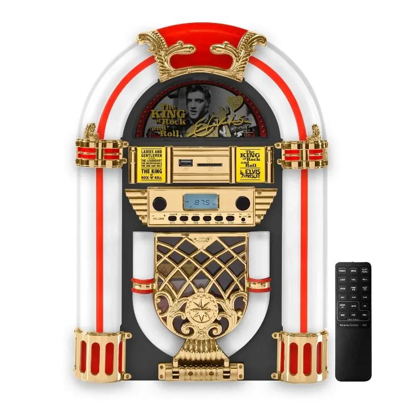 Retro Mini Desktop CD Player - Bluetooth Jukebox Stereo Home Audio Player with Classic Design for RoomOfficeLeisureEntertainment