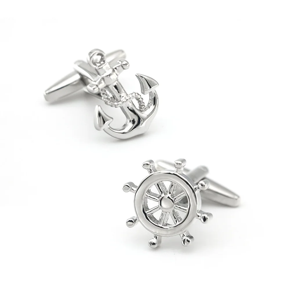 Navigation Style Ship Anchor Rudder Asymmetric Cufflinks Men's Business Formal Shirt Personality Versatile Suit Sleeve Studs