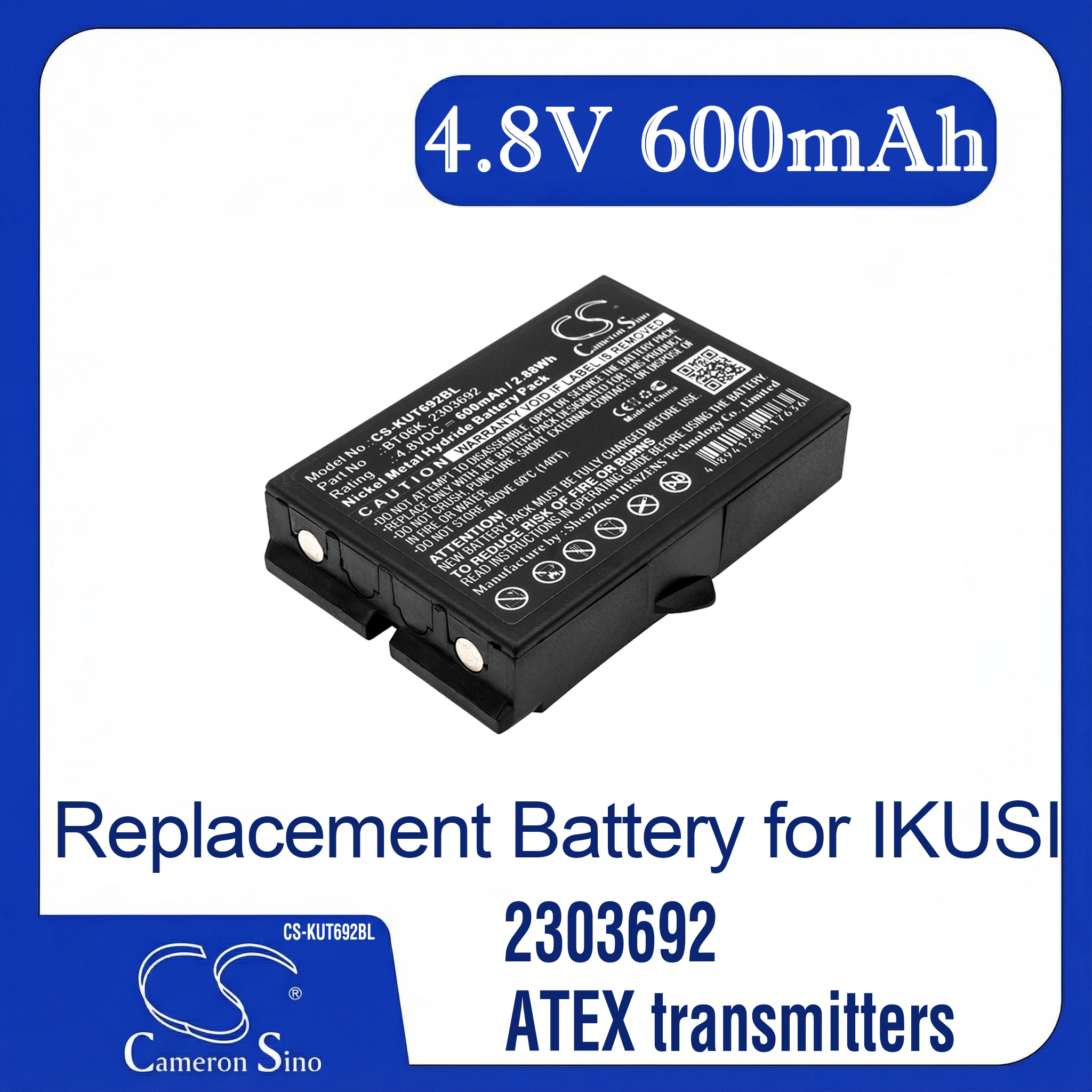 

Cameron Sino Replacement Battery for IKUSI 2303692, ATEX transmitters, RAD-TF transmitters,, Fits P/N 2303692,BT06K