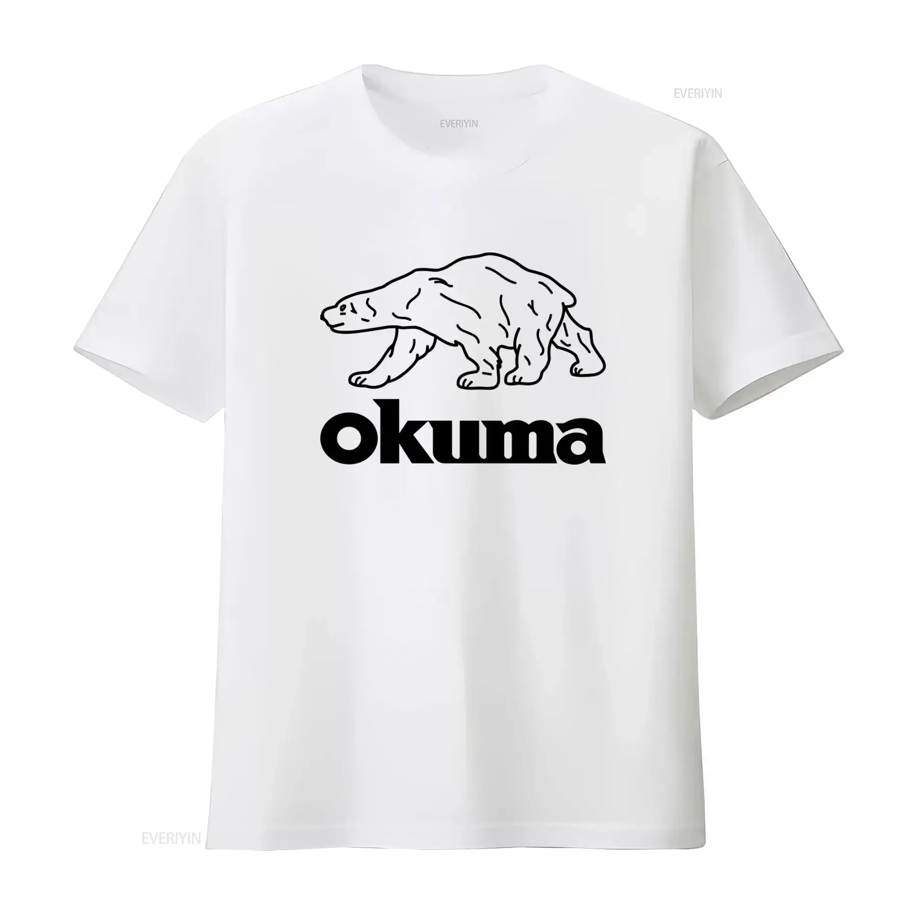OKUMA Logo Pro Fishing Men's Grey T Shirt Bear Print Size S 5XL vintage Washed designer clothes Soft Comfortable Slightly