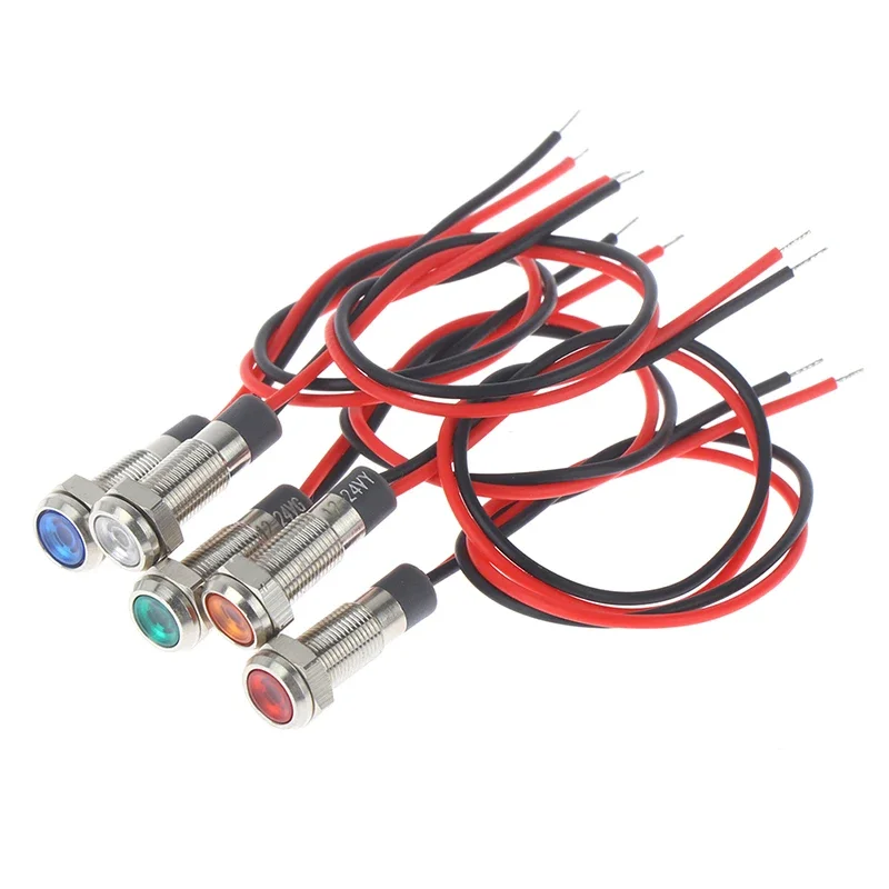 1개 금속 LED 블랙 경고등 방수 IP67 신호등 와이어 3v 5v 6v 12v 24v 220v 빨강 파랑 노랑 초록