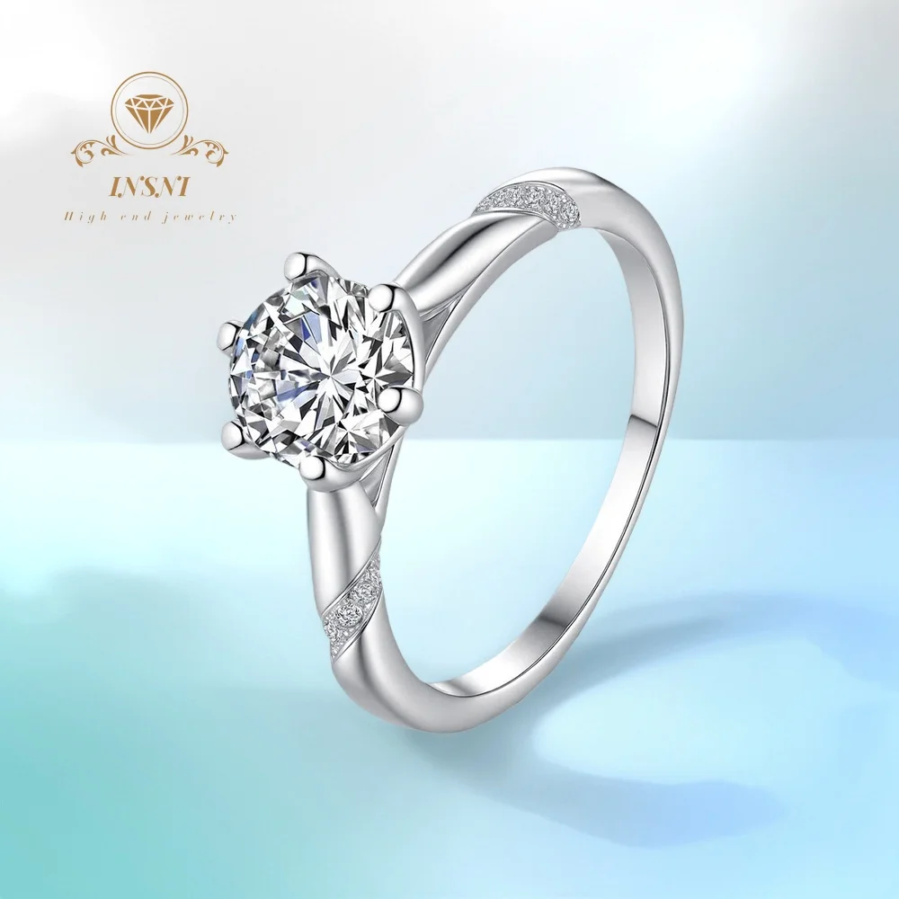 

3ct S925 Silver Six-Claw Adjustable Moissanite Wedding Ring Certified Spiritual Open Design Gift Women jewelry hypoallergenic