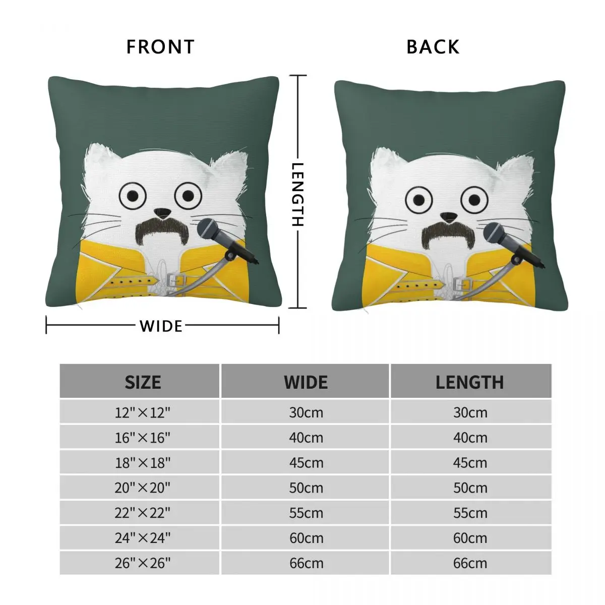Cat Freddie Mercury Square Pillowcase Polyester Linen Velvet Printed Zip Decor Pillow Case Home Cushion Cover Wholesale
