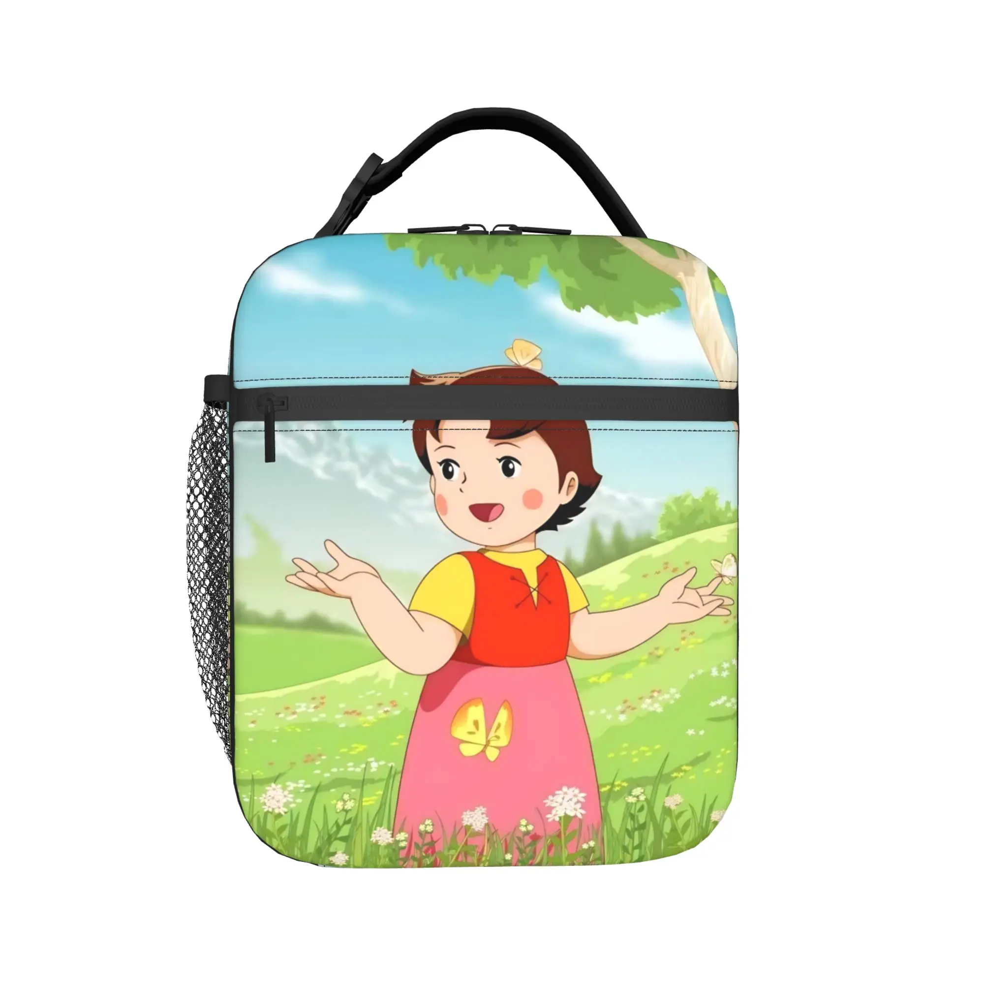 Lunch Bag Heidi Yellow Dress in Alpine Garden Office Lunch Box For Child  Retro Portable Print Thermal Lunch Bags