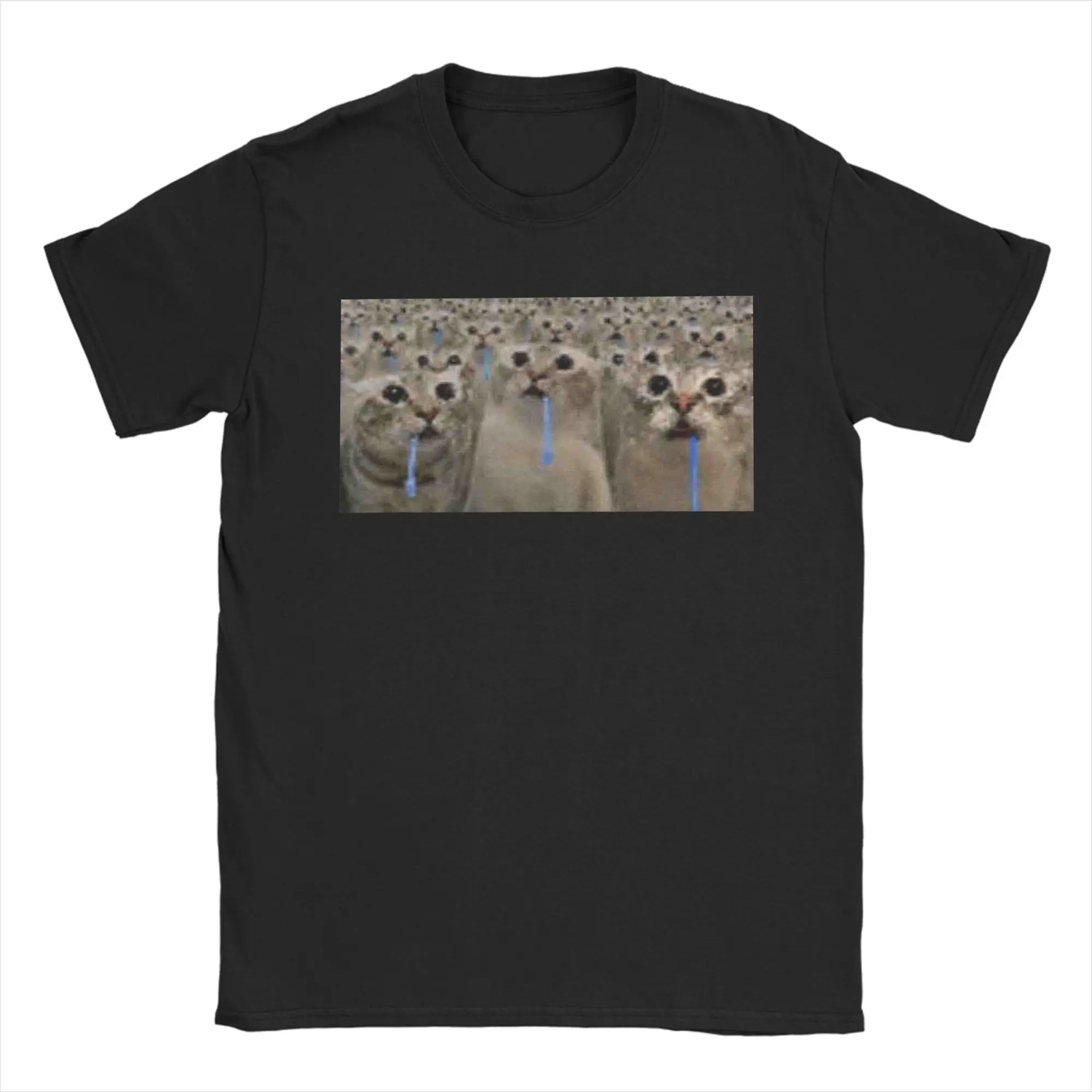 Funny Drooling Cat Reaction Meme Cotton T-Shirt For Men's Summer  Streetwear T-Shirts O Neck Harajuku Tees Plus Size Clothes