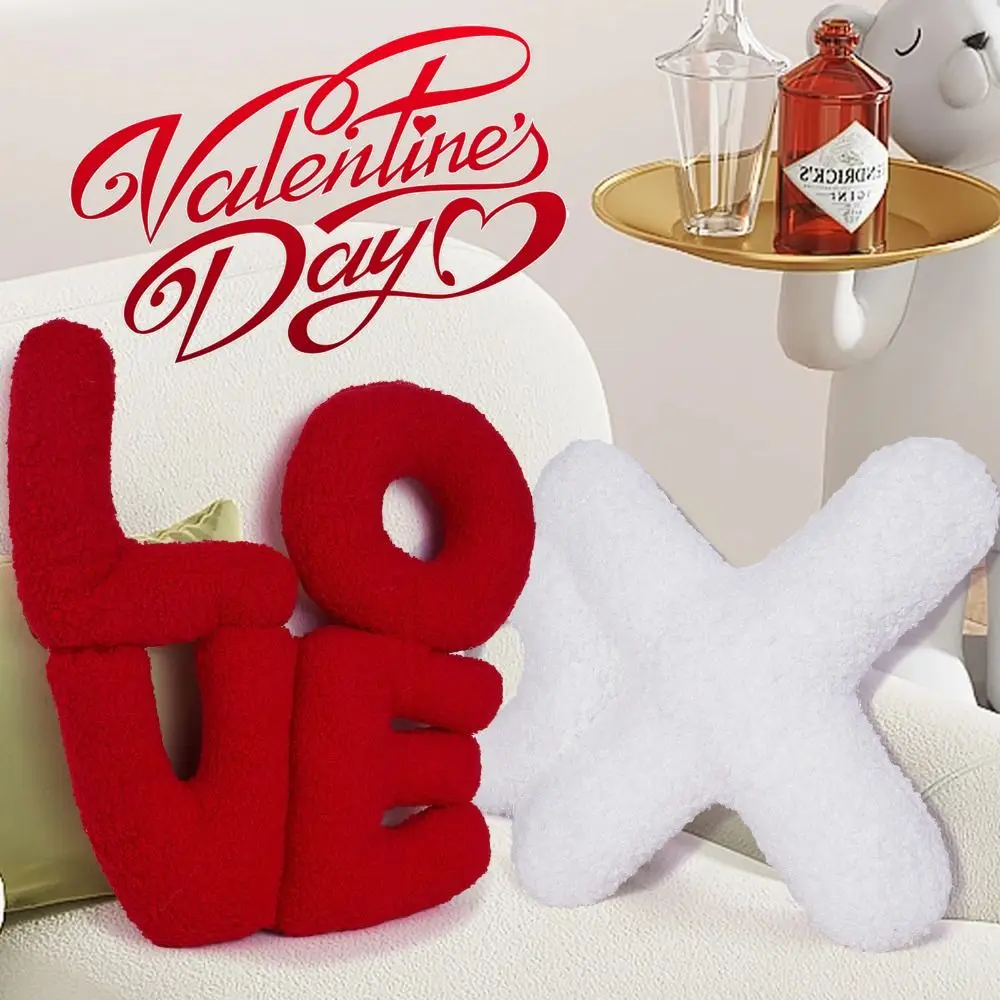 Romantic Valentines LOVE Pillow Elastic Exquisite Letters Throw Pillow Reusable XO Letters Pillow Holiday Festival Decor