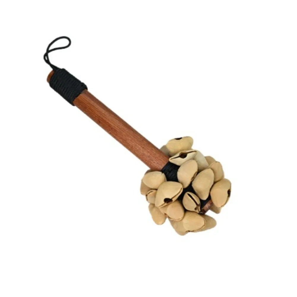 قذيفة الفاكهة اليد مكرنك جرس Pangji مقبض خشبي العلاج الصوتي ASMR تشاتشا Handbell بالا Juju أجراس الآلات الموسيقية