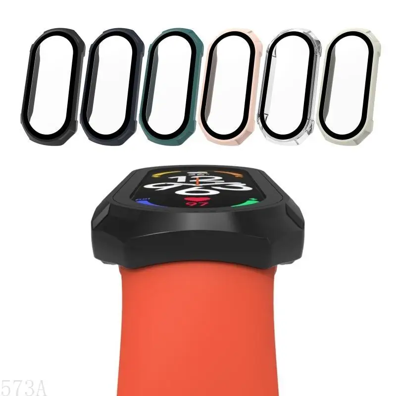 573A жестко для заполнителя с полным экраном с закаленным стеклянным стеклом для покрытия корпуса для Mi Band 7