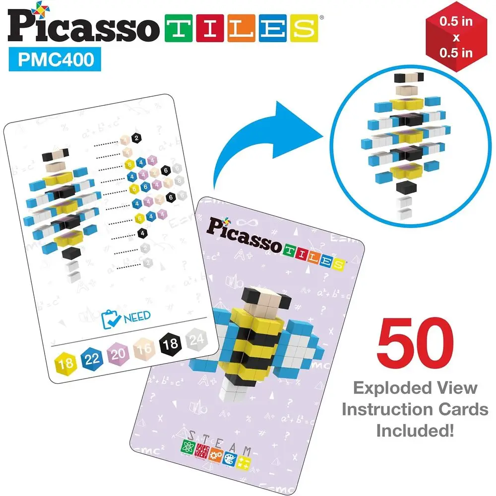 Magnetic 400-Piece Cube Puzzle - Picasso-Inspired Sensory Blocks for STEAM Learning and Creative Play