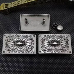 5pcs Vintage Silver Rectangular Rivet Metal Decorative Button Rivet Back for Leather Belt Bag Clothing Leathercraft Accessories