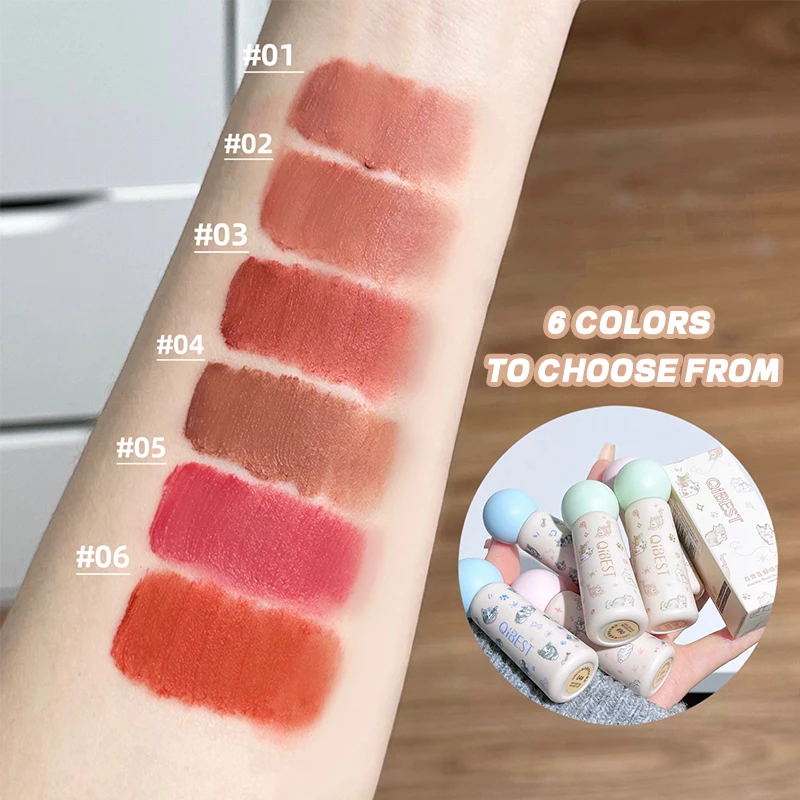 QIBEST Leuke Fluwelen Matte Lip Modder Waterdichte non-stick Lip Vlek Langdurige Hooggepigmenteerde Lippenstift Tint Koreaanse Cosmetica