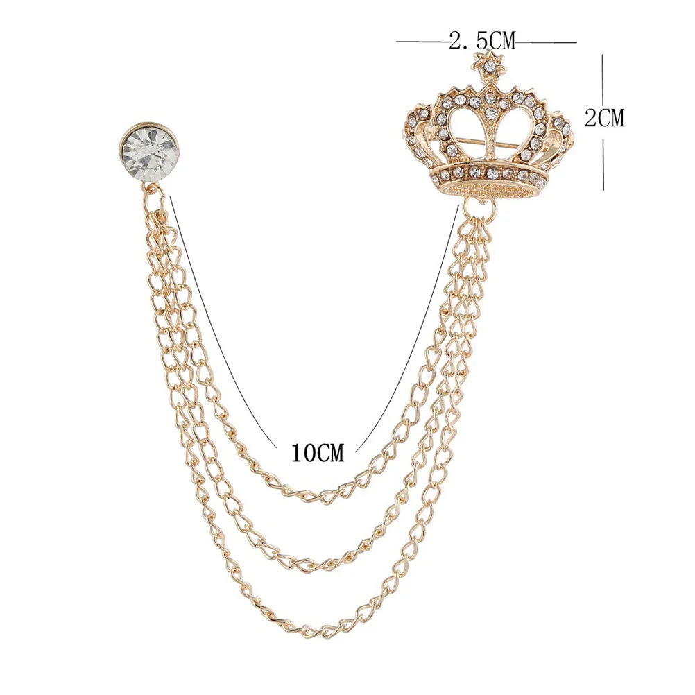 

2Pcs Rhinestones Sweater Collar Brooch Pins Suit Shirt Clips Elegant Tassel Chain Lapel Pin Dress Accessories Rhinestone