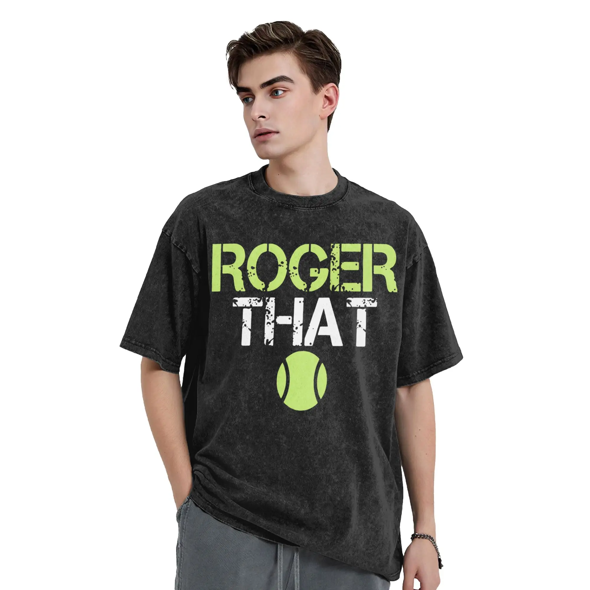 Mens T Shirt RF Roger Federer That Washed T-Shirts Hip Hop  Summer Tee Shirt Vintage Custom DIY Cotton Clothing Gift