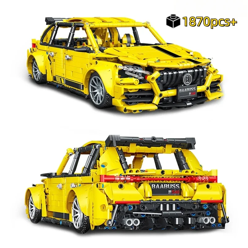 NEW Technical Yellow Speed Racing Building Blocks Sports Car Model Moc Assemble Bricks Toys Birthday Gift For Kids Adult 1870PCS
