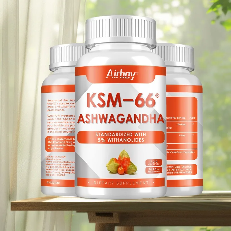 KSM-66 Ashwagandha Root Extract - Stress Relief, Calm Mood, Relaxation, Deep Sleep, Supplement for Aldults