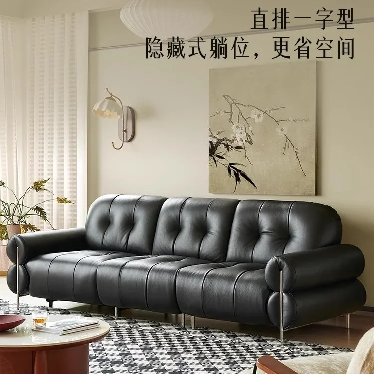 프랑스산 흑설탕색 높이 조절 전동 기능 클라우드 소파 블랙