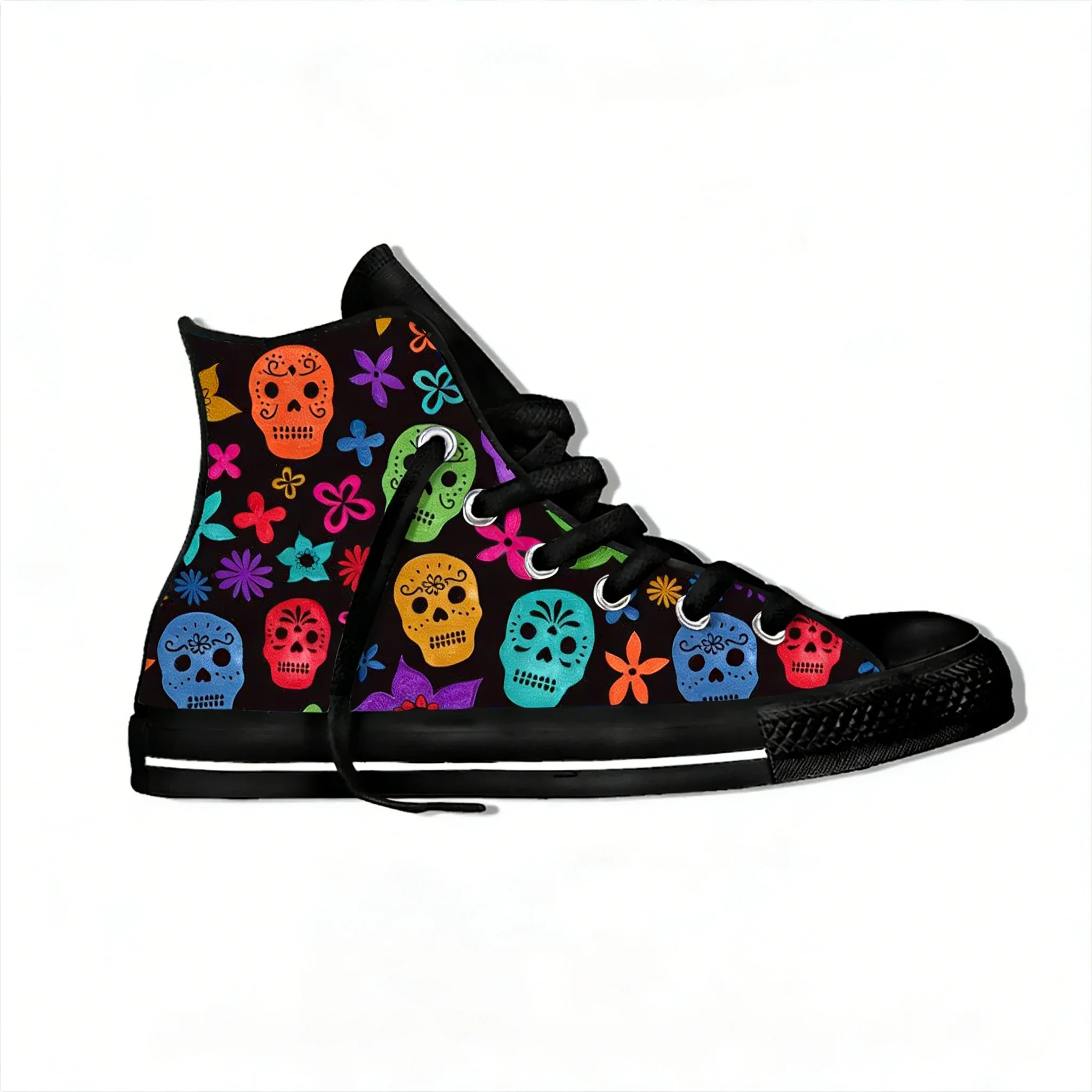 

Fashion Mexican Sugar Skull Dead Vintage Novelty Design Lightweight High Top Canvas Shoes Men Women Casual Breathable Sneakers
