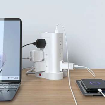 40/60/80/100cm pohyblivá napájecí zásuvka do kolejnice, nástěnné elektrické zásuvky, dvojitý USB UK/FR/EU/USB univerzální napájecí adaptér 6 nejlepší prodej hlavní podřízená zásuvka - №4