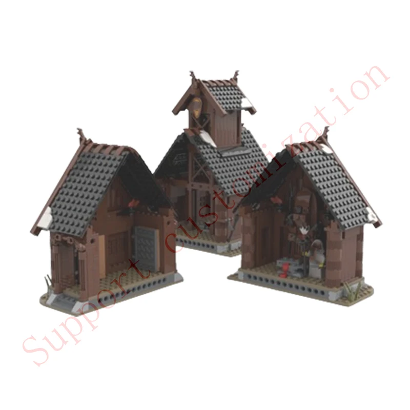 Bloco de construção de pequenas partículas para crianças, casa medieval, Street View Puzzle, brinquedo DIY, modelo spot, Cr