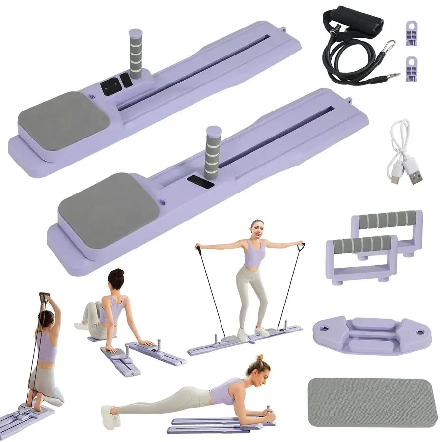 

Pilates Reformer Board Detachable Pilates Reformer Machine with Resistance Bands Portable Pilates Slider Board with Customizable