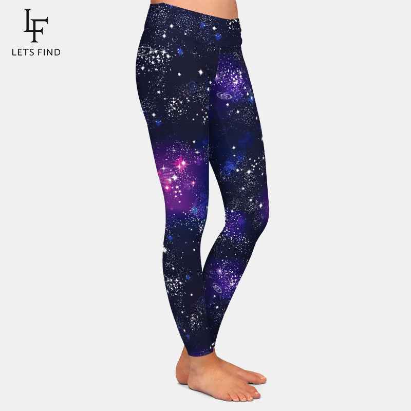 LETSFIND-3D Leggings de impressão digital galaxy para mulheres, calças de cintura alta, leggings elásticas, sexy e elegante, nova chegada