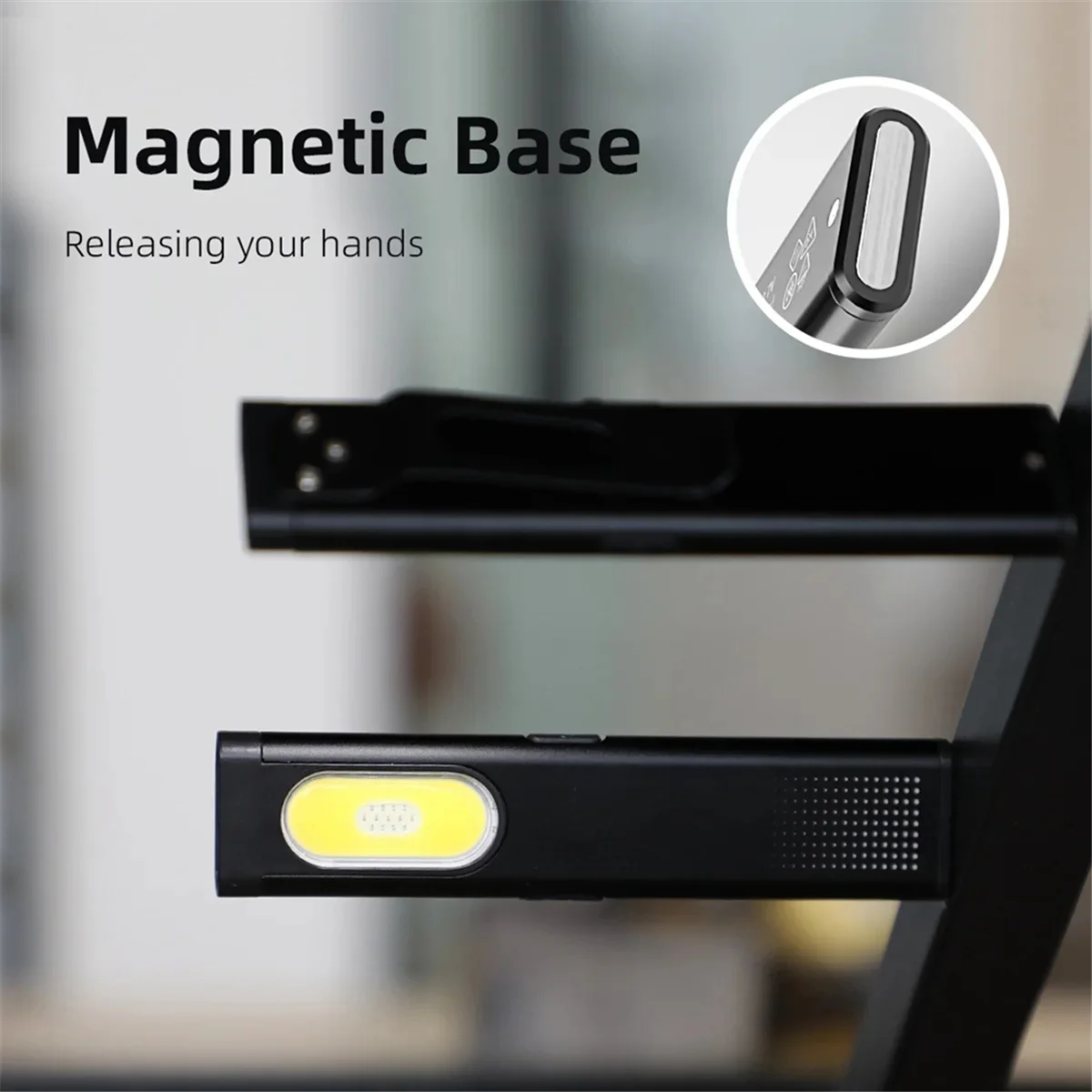 LED Flashlight USB-C Rechargeable 470Lm Portable Mini Pocket Lantern Flood Work Light Magnetic Back Clip