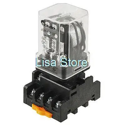 Coil Voltage DC 12V 11 Pins 3PDT Power Relay w Plastic Socket Base