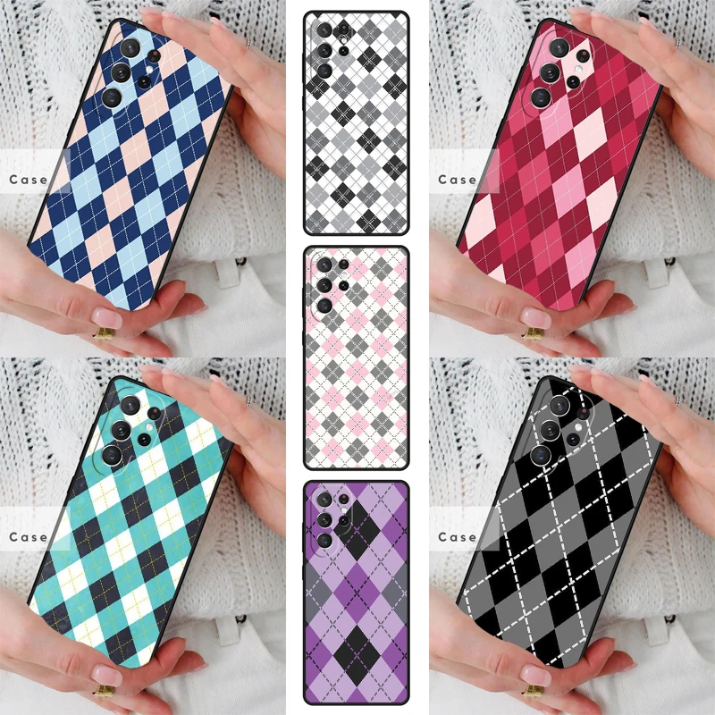 Blair Argyle Pattern TPU Phone Case for Samsung Galaxy S26 S25 S24 S23 S22 S21 S20 Note10 Plus FE Ultra Cover