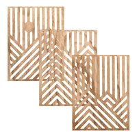 3Pcs Wood Wall Art Wall Sculpture Decor Openwork Wooden Wall Ornament Easy to Hang Timber Wall Artwork for Home Living Room