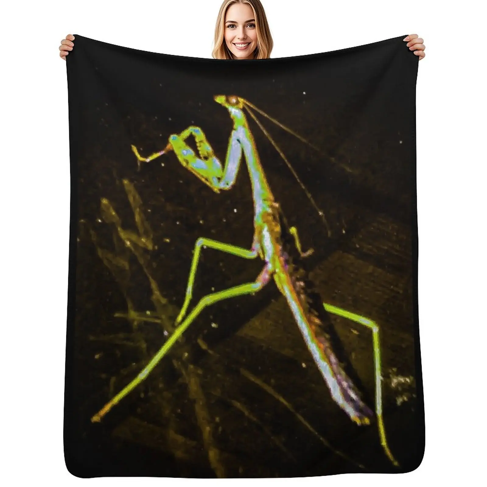 

Praying Mantis Throw Blanket Single Cute Plaid Thermals For Travel Blanket