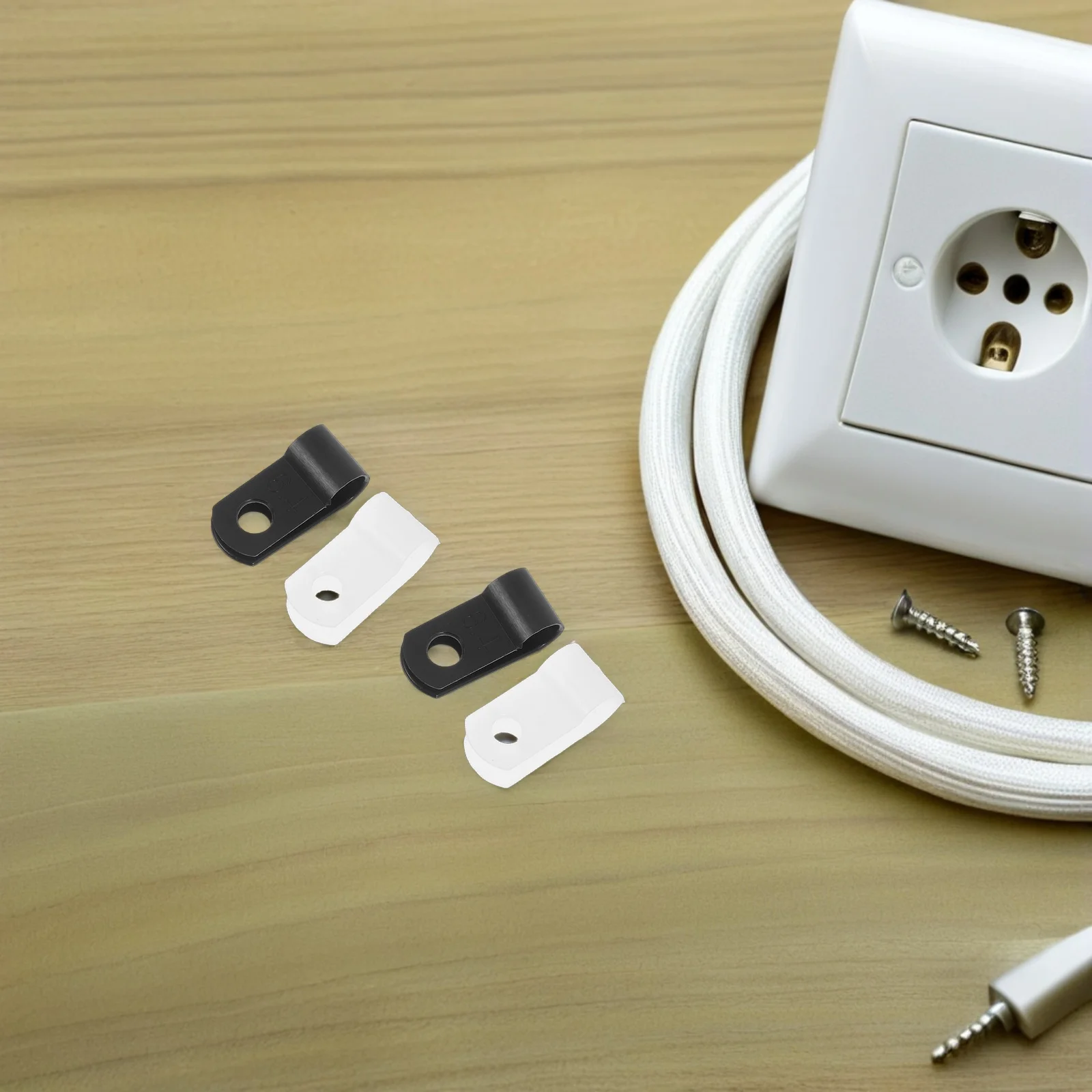 

200Pcs Cable Clips Nylon R-Type Screw Mount Cord Clamp Cord Organizer Fastener Wire Management Clips Cable Screw Clamp