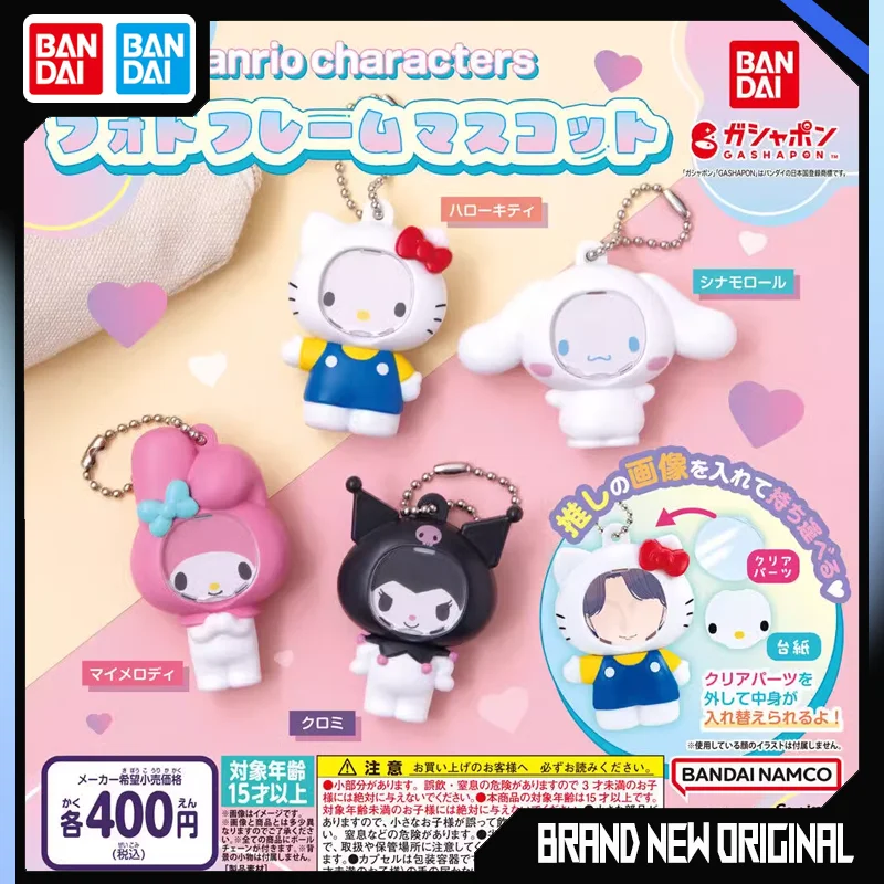 

BANDAI Sanrio Action Figures Model Kitty Melody Kuromi Cinnamoroll Character Photo Frame Pendant Gashapon Official Genuine