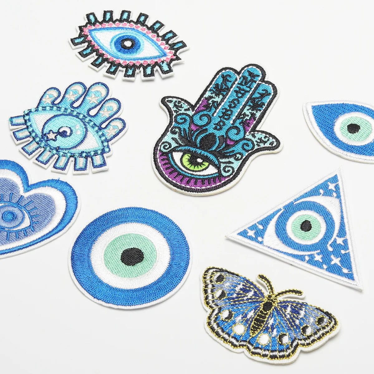 

14Pcs Cartoon Blue Eye Street Fashion Series Ironing Embroidered Patch For on Diy Sew Clothes Hat Jeans Sticker Applique