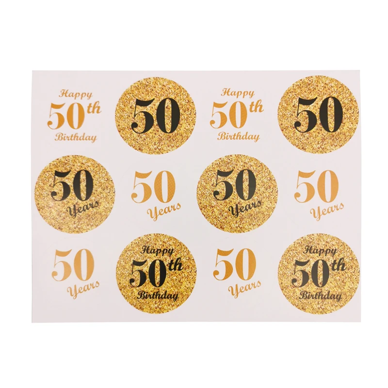 1 Beutel Gold, Durchmesser 4 cm, „Cheers“-Aufkleber zum 30., 40., 50., 60. Geburtstag, Papieraufkleber, Happy Birthday Party Siegelaufkleber, Geschenkaufkleber, Dekoration zum Jubiläum – Detail 5