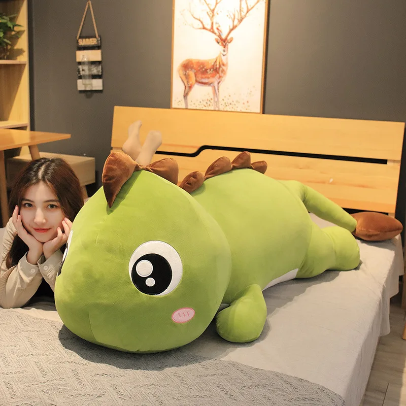 Almohada de peluche de dinosaurio gigante para niños, almohada suave de animales, decoración grande Kawaii para dormir, 60cm