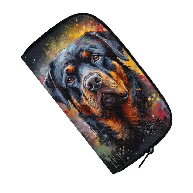 Cute Animal Watercolor Painting Wallet Dalmatians Yorkshire Terrier Money Bags Wolf Credit Card Phone Holder Long Purses Gift