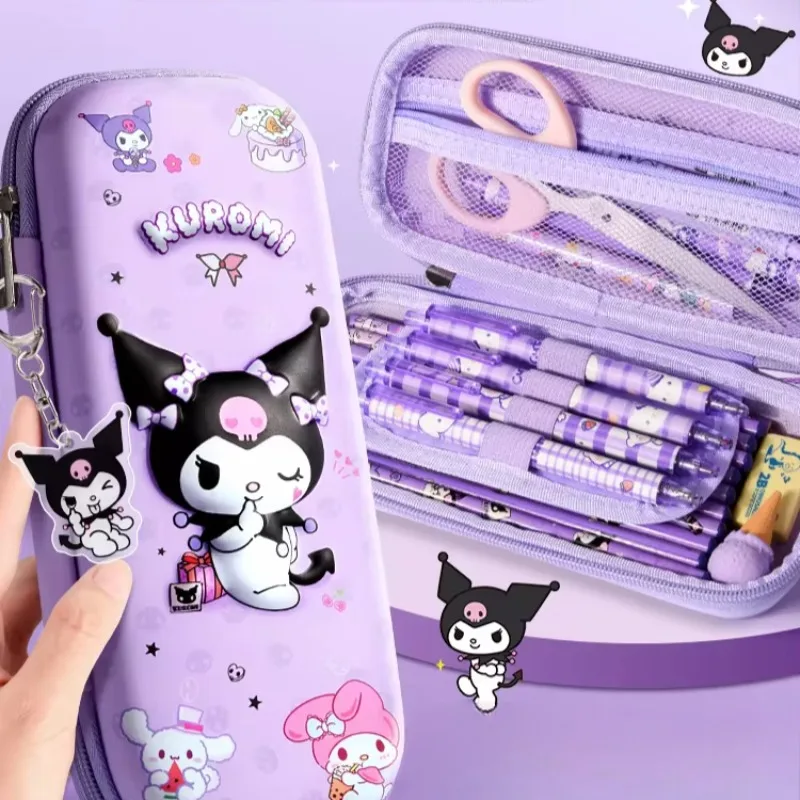 Sanrio 3D Pencil Case Kawaii Cartoon Kuromi Melody Cinnamoroll Large Capacity Stationery Storage Bag Cute Anime Pen Bag Gifts