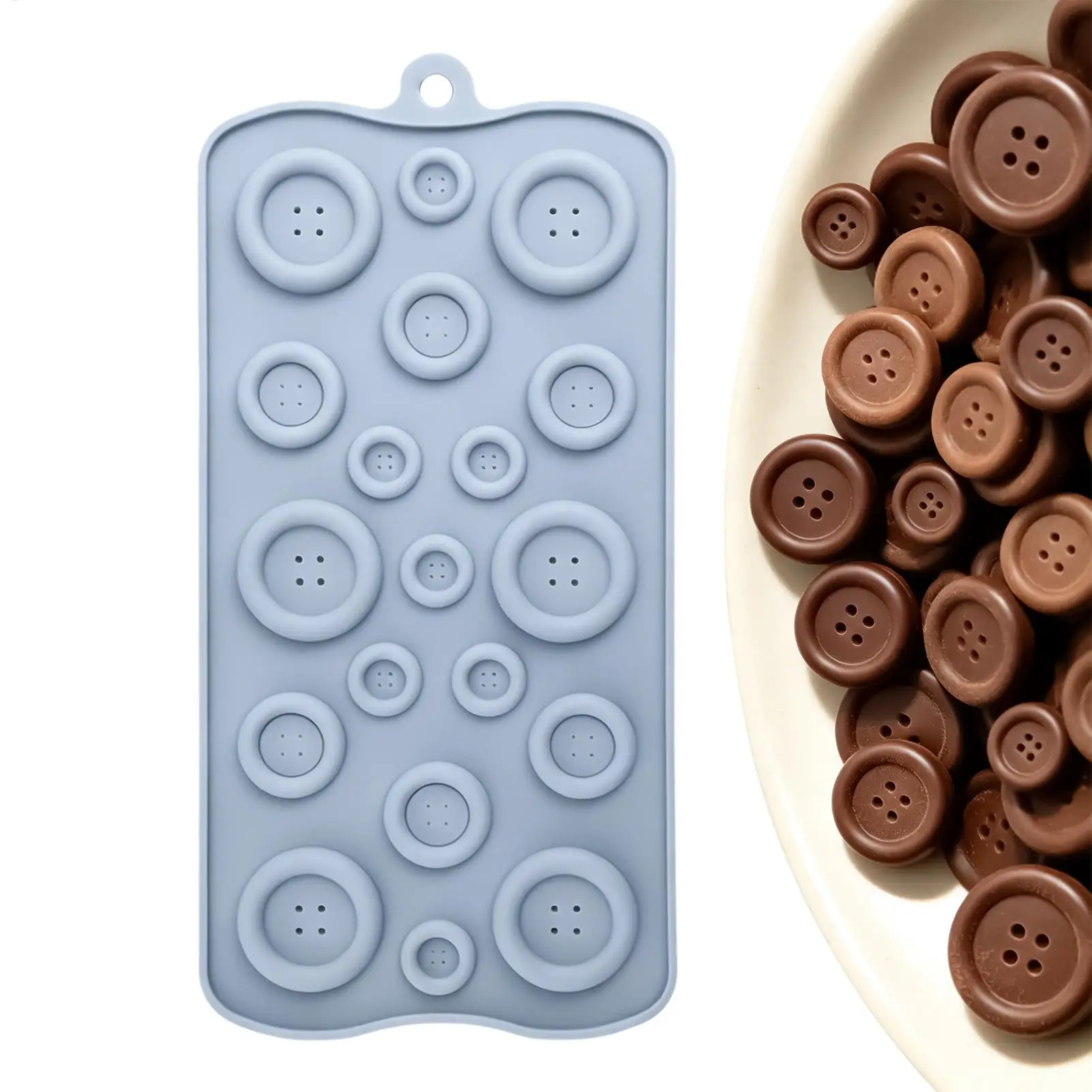 19 Cavity Silicone Chocolate Molds Food Grade Button Mould Non-Stick DIY Crafts Baking Mold for Candy Gummy Christmas Halloween